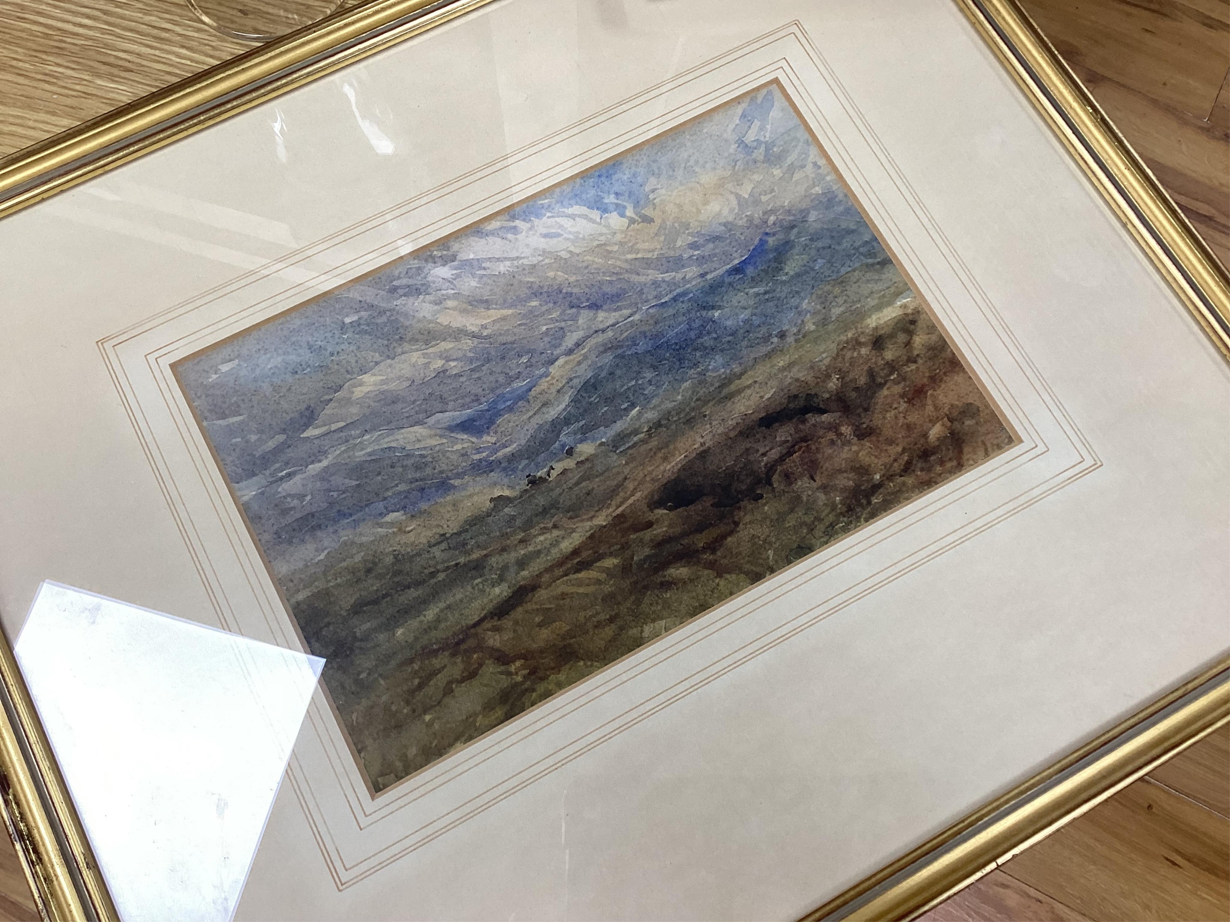 David Cox Snr OWS (1783-1859), 'Windy Heath', signed, indistinctly dated, watercolour, 16 x 25cm